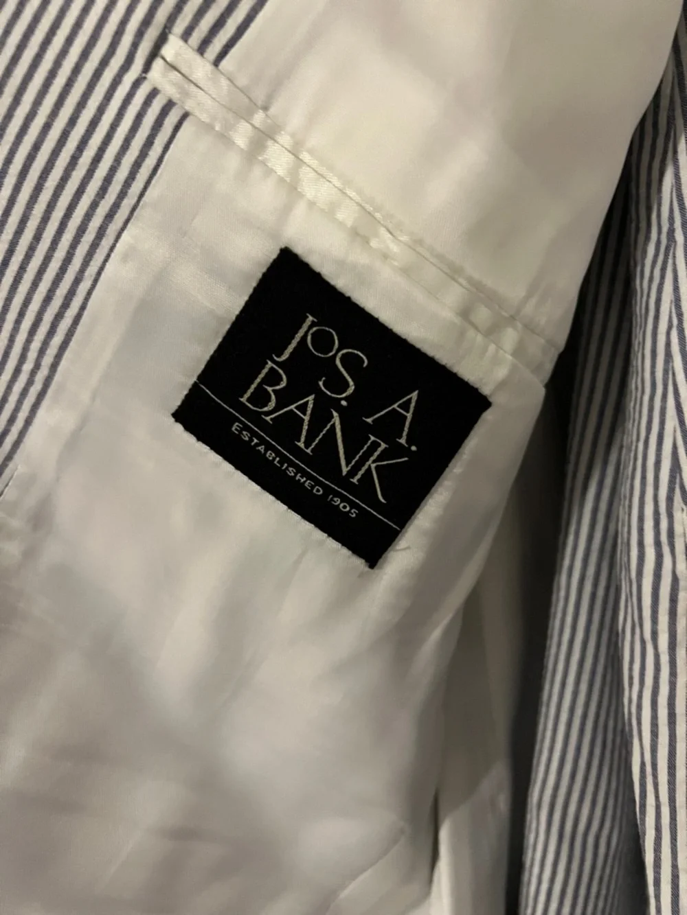 Jos. A. Bank Navy and White Striped Seersucker Sport Coat - Picture 3 of 3